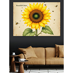 Büyük Sarı Ayçiçeği Dekoratif Kanvas - Mdf Ahşap Tablo 35x50 cm