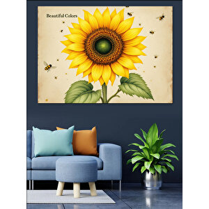 Büyük Sarı Ayçiçeği Dekoratif Kanvas - Mdf Ahşap Tablo 35x50 cm