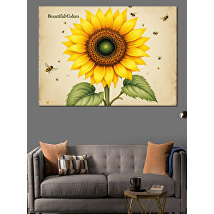 Büyük Sarı Ayçiçeği Dekoratif Kanvas - Mdf Ahşap Tablo 35x50 cm