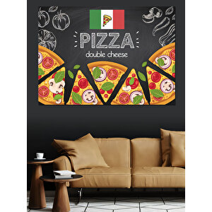 Pizza Menü Reklam Görseli Dekoratif Kanvas - Mdf Ahşap Tablo 25x35 cm