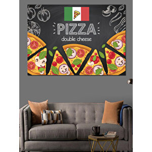 Pizza Menü Reklam Görseli Dekoratif Kanvas - Mdf Ahşap Tablo 25x35 cm
