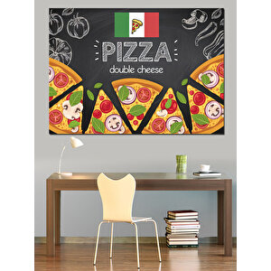 Pizza Menü Reklam Görseli Dekoratif Kanvas - Mdf Ahşap Tablo