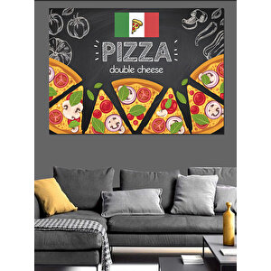 Pizza Menü Reklam Görseli Dekoratif Kanvas - Mdf Ahşap Tablo