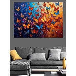 Renkli Kelebekler Uçuşuyor Arka Plan Dekoratif Kanvas - Mdf Ahşap Tablo 100x140 cm