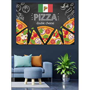 Pizza Menü Reklam Görseli Dekoratif Kanvas - Mdf Ahşap Tablo 35x50 cm