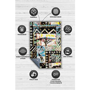 Homshtag Afro Deco Geometrik Salon Halısı Etnik Desenli Halı Çok Renkli Oturma Odası Halısı