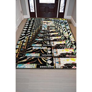 Homshtag Afro Deco Geometrik Salon Halısı Etnik Desenli Halı Çok Renkli Oturma Odası Halısı