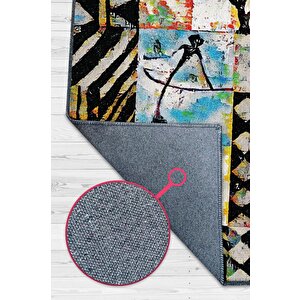 Afro Deco Geometrik Salon Halısı Etnik Desenli Halı Çok Renkli Oturma Odası Halısı 160x240 cm
