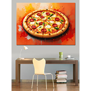 Lezzetli Büyük Pizza Dekoratif Kanvas - Mdf Ahşap Tablo 100x140 cm