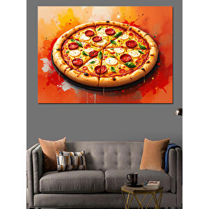 Lezzetli Büyük Pizza Dekoratif Kanvas - Mdf Ahşap Tablo