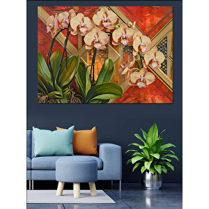 Pembe Orkide Çiçekleri Dekoratif Kanvas - Mdf Ahşap Tablo 50x70 cm