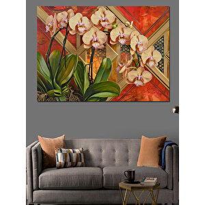 Pembe Orkide Çiçekleri Dekoratif Kanvas - Mdf Ahşap Tablo 50x70 cm