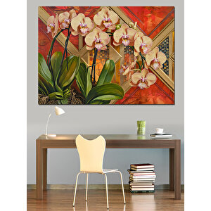 Pembe Orkide Çiçekleri Dekoratif Kanvas - Mdf Ahşap Tablo 50x70 cm