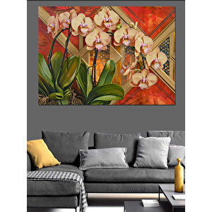 Pembe Orkide Çiçekleri Dekoratif Kanvas - Mdf Ahşap Tablo