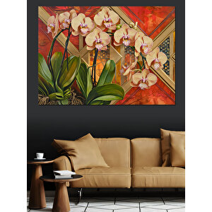 Pembe Orkide Çiçekleri Dekoratif Kanvas - Mdf Ahşap Tablo