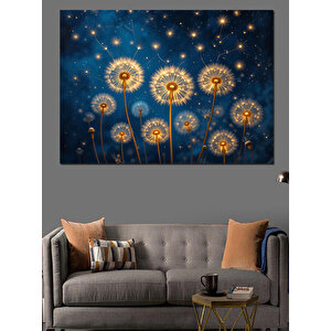 Parlak Gece Karahindiba Çiçekleri Dekoratif Kanvas - Mdf Ahşap Tablo 25x35 cm