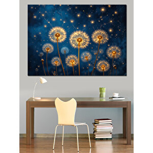 Parlak Gece Karahindiba Çiçekleri Dekoratif Kanvas - Mdf Ahşap Tablo 25x35 cm