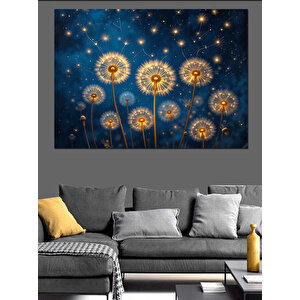 Parlak Gece Karahindiba Çiçekleri Dekoratif Kanvas - Mdf Ahşap Tablo 25x35 cm
