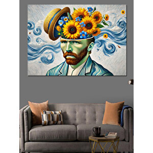 Çiçekli Şapkalı Sanatçı Portresi Dekoratif Kanvas - Mdf Ahşap Tablo 70x100 cm