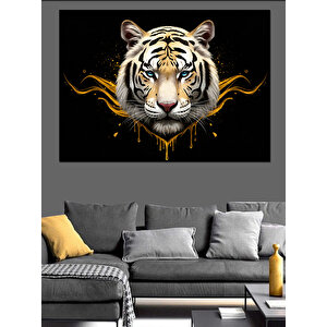 Parlayan Kaplan Sanat İllüstrasyonu Dekoratif Kanvas - Mdf Ahşap Tablo 25x35 cm