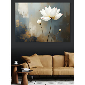 Zarif Beyaz Lotus Çiçeği Dekoratif Kanvas - Mdf Ahşap Tablo
