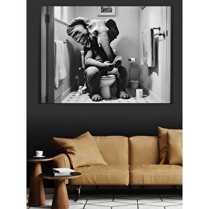 Siyah Beyaz Fil Yalnızlık Dekoratif Kanvas - Mdf Ahşap Tablo 25x35 cm
