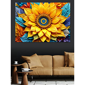 Altın Sarısı Güneş Çiçeği Dekoratif Kanvas - Mdf Ahşap Tablo 100x140 cm