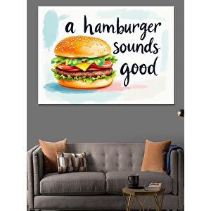 Lezzetli Büyük Hamburger Dekoratif Kanvas - Mdf Ahşap Tablo 25x35 cm