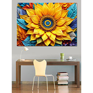 Altın Sarısı Güneş Çiçeği Dekoratif Kanvas - Mdf Ahşap Tablo