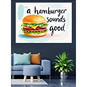 Lezzetli Büyük Hamburger Dekoratif Kanvas - Mdf Ahşap Tablo 50x70 cm