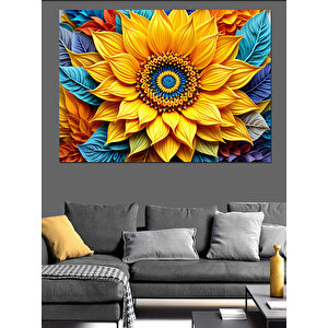 Altın Sarısı Güneş Çiçeği Dekoratif Kanvas - Mdf Ahşap Tablo 50x70 cm