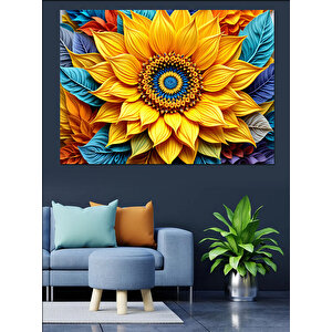 Altın Sarısı Güneş Çiçeği Dekoratif Kanvas - Mdf Ahşap Tablo 50x70 cm