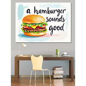 Lezzetli Büyük Hamburger Dekoratif Kanvas - Mdf Ahşap Tablo 70x100 cm