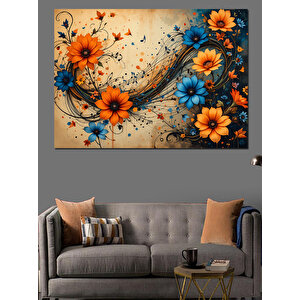 Altın Sarısı Çiçek Dalları Dekoratif Kanvas - Mdf Ahşap Tablo 35x50 cm