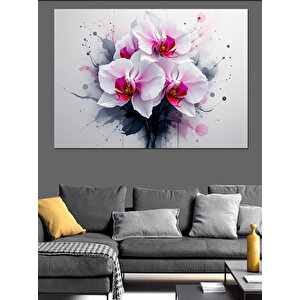 Pembe Orkide Çiçekleri Dekoratif Kanvas - Mdf Ahşap Tablo 25x35 cm