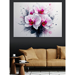 Pembe Orkide Çiçekleri Dekoratif Kanvas - Mdf Ahşap Tablo 25x35 cm