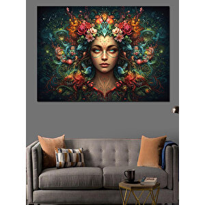 Çiçekli Başlıklı Doğal Kadın Dekoratif Kanvas - Mdf Ahşap Tablo 35x50 cm
