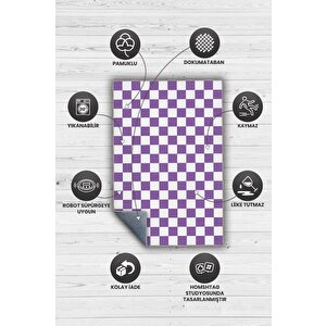 Homshtag Minimalist Damalı Pembe Beyaz Halı Kareli Oturma Odası Halısı Retro Tarzı Salon Halısı