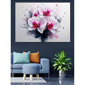 Pembe Orkide Çiçekleri Dekoratif Kanvas - Mdf Ahşap Tablo 70x100 cm