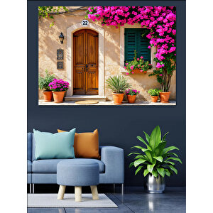 Çiçeklerle Kaplı Kapı Dekoratif Kanvas - Mdf Ahşap Tablo 70x100 cm