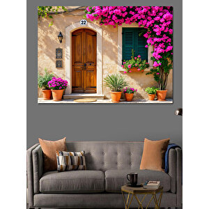 Çiçeklerle Kaplı Kapı Dekoratif Kanvas - Mdf Ahşap Tablo 50x70 cm