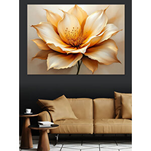Altın Sarısı Büyük Çiçek Dekoratif Kanvas - Mdf Ahşap Tablo 70x100 cm