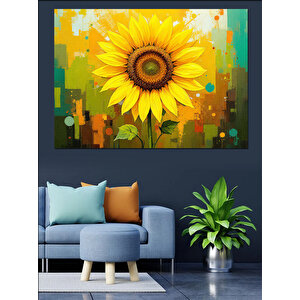 Modern Güneş Çiçeği Dekoratif Kanvas - Mdf Ahşap Tablo 50x70 cm