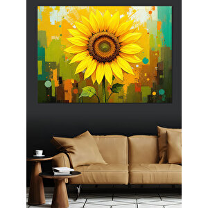 Modern Güneş Çiçeği Dekoratif Kanvas - Mdf Ahşap Tablo 35x50 cm
