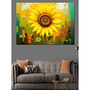 Modern Güneş Çiçeği Dekoratif Kanvas - Mdf Ahşap Tablo 35x50 cm