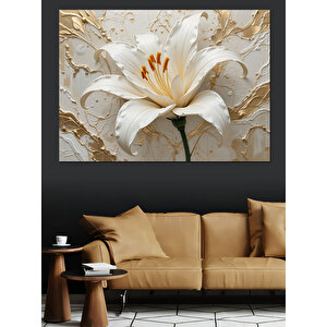 Krem Renkli Zambak Çiçeği Dekoratif Kanvas - Mdf Ahşap Tablo 50x70 cm