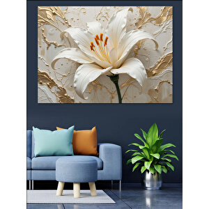 Krem Renkli Zambak Çiçeği Dekoratif Kanvas - Mdf Ahşap Tablo 50x70 cm