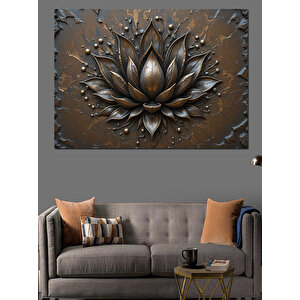 Metalik Siyah Lotus Çiçeği Dekoratif Kanvas - Mdf Ahşap Tablo 70x100 cm