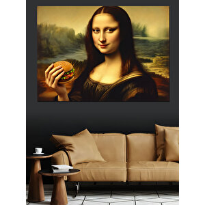 Mona Lisa Hamburgerli Dekoratif Kanvas - Mdf Ahşap Tablo