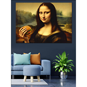 Mona Lisa Hamburgerli Dekoratif Kanvas - Mdf Ahşap Tablo